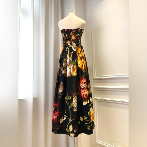 AGUA Tonia Paramo strapless lace-trimmed embellished floral-print cotton dress - Picture 10 of 17